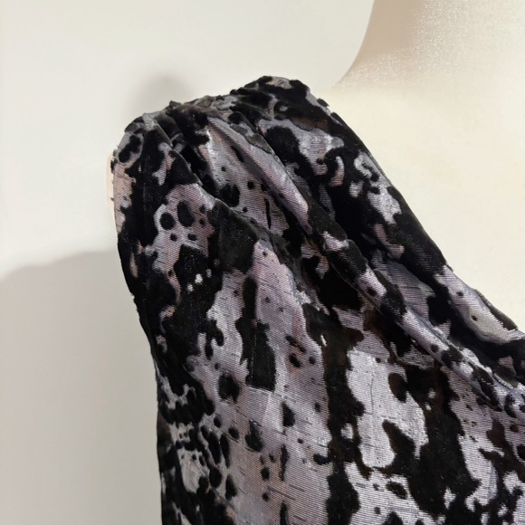 Maje Douce Silk Blend Velvet Shimmer One Shoulder Velvet Burnout Dress Small - Picture 9 of 16